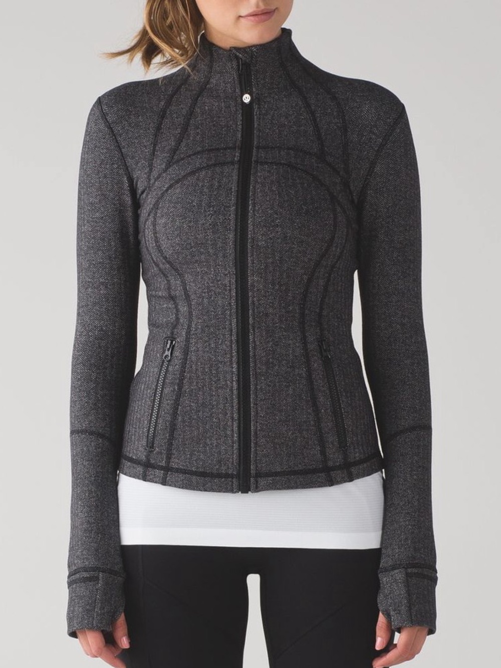 Lululemon Define Jacket Grey Heathered Herringbone Zip-Up Athletic